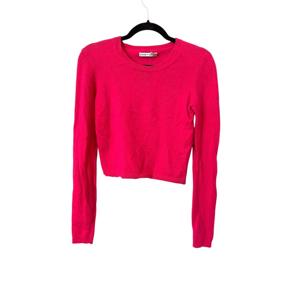 ALICE + OLIVIA Cashmere Blend Cropped Sweater Pink Small *Flaw*